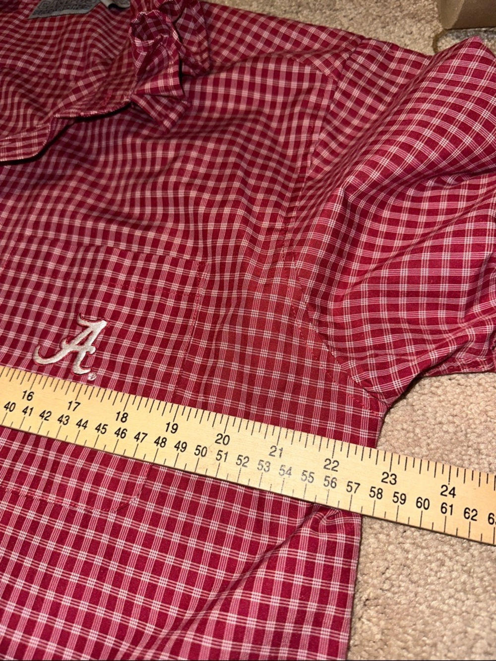Re-worked Alabama crimson Gingham Ruffled Collar ladies shirt - Picture 5 of 6